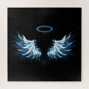 Puzzle Ailes d'angle brillant bleu sur arrière - plan noi