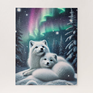 Puzzle Aimer Les Renards De L'Arctique Lumières Du Nord F