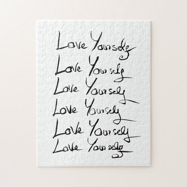 Puzzle Aimez-vous ! Citation calligraphie motivationnelle (Vertical)