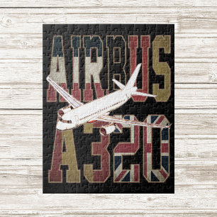 Puzzle Airbus a320 Jetliner. Drapeaux européens vintages