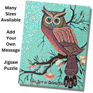 Puzzle Ajouter le nom Texte, Chouette sur Branche avec Fl