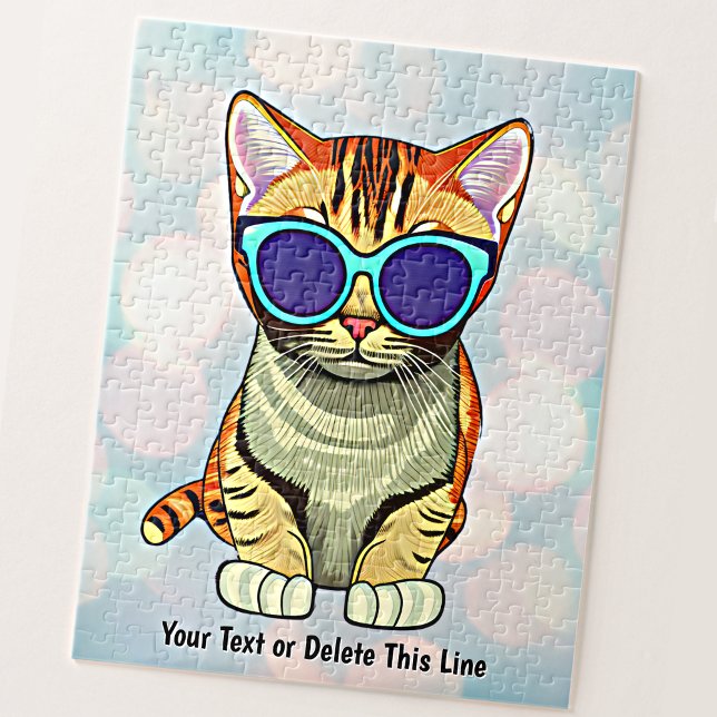 Puzzle Ajouter le nom Texte, Cool Chat Lunettes de soleil (Créateur téléchargé)