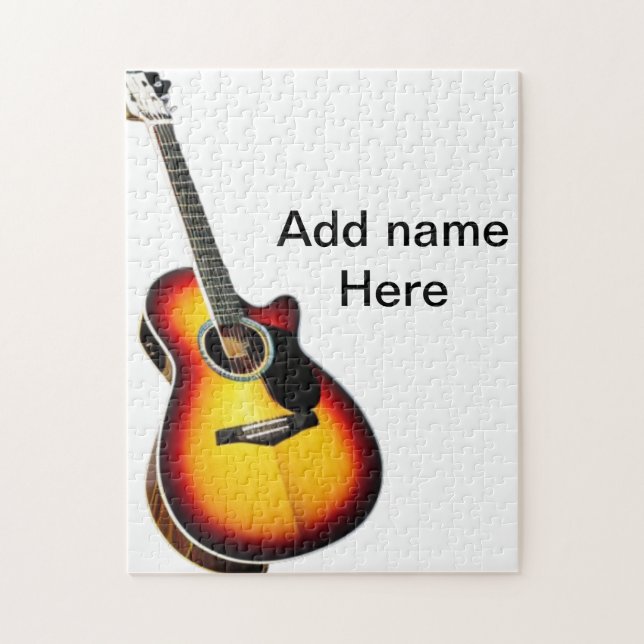 Puzzle Ajouter votre nom texte brun acoustique guitare éd (Vertical)