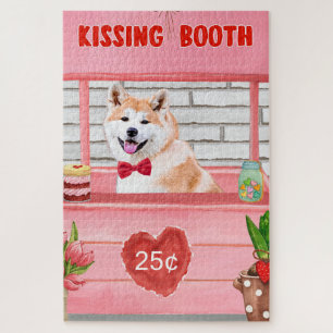 Puzzle Akita Chien Valentine's Day Kissing Booth