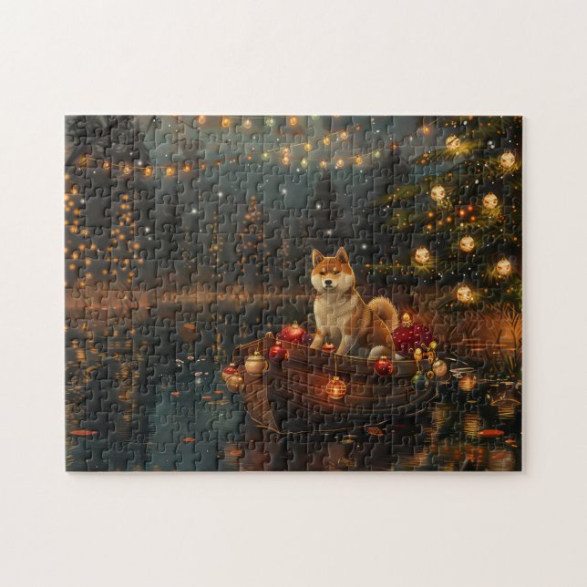 Puzzle Akita Christmas Festive Voyage (Horizontal)