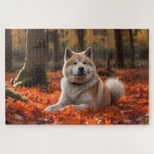 Puzzle Akita en Feuilles d'Automne Tombe Inspiré