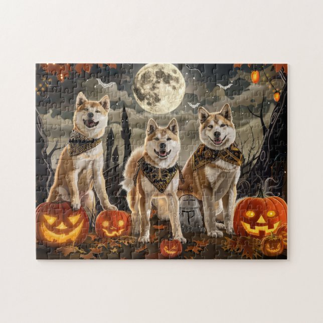 Puzzle Akita Halloween Épouvantable (Horizontal)