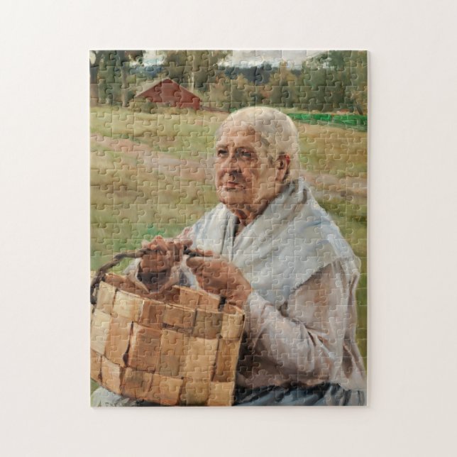 Puzzle Albert Edelfeel - Vieille femme avec panier à pinc (Vertical)