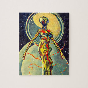 Puzzle Alien de métal liquide femme Abstrait art Wi-Fi Sc
