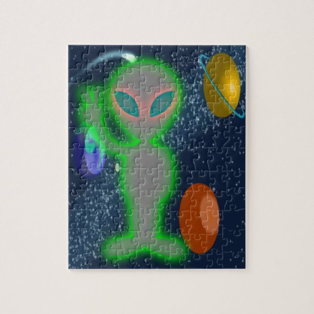 Puzzle Alien d'espace rougeoyant masqué de paix (Vertical)