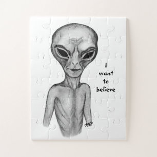 Puzzle Alien gris, je veux croire