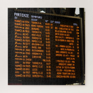 Puzzle All Aboard - Italy Train Schedule - 20 x 20 inch