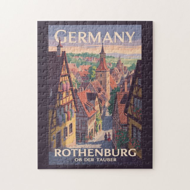 Puzzle Allemagne Rothenburg ob der Tauber Illustration Ar (Vertical)