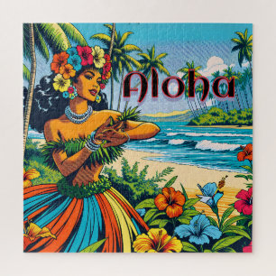 Puzzle Aloha Hawaii Hula Dancer sur la plage