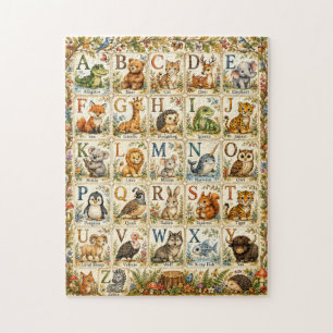 Puzzle Alphabet Animaux de la Forêt Aquarelle Apprentissa