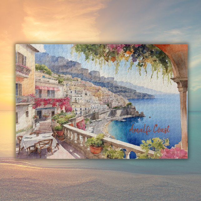 Puzzle Amalfi Coast Italy Aquarelle Sketch | (Créateur téléchargé)
