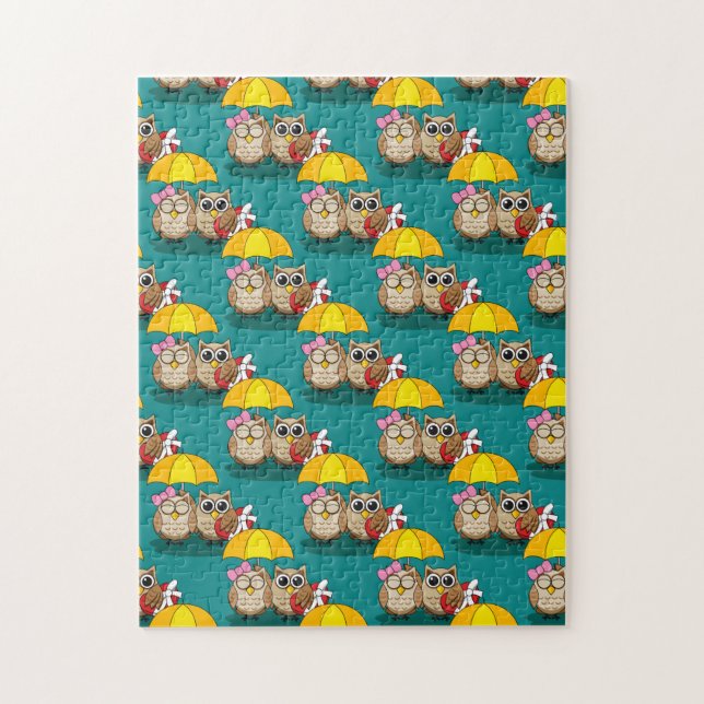 Puzzle Amateurs de chouette avec parapluie et boîte de ch (Vertical)