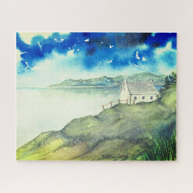 Puzzle Ambiance de l'aquarelle du paysage du lac Morning (Horizontal)