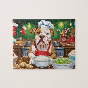 Puzzle American Bulldog Holiday Baking : Noël festif
