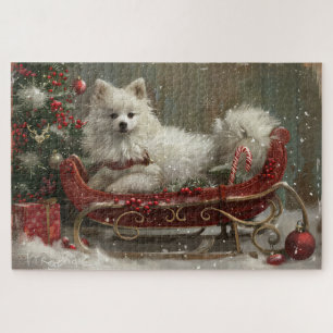 Puzzle American Eskimo Chien Festif de Noël