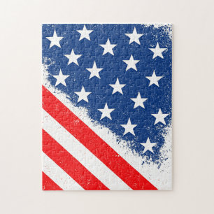 Puzzle American Flag Shirt USA Patriotique Star Stripes