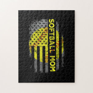 Puzzle American Flag Vintage Softball Maman
