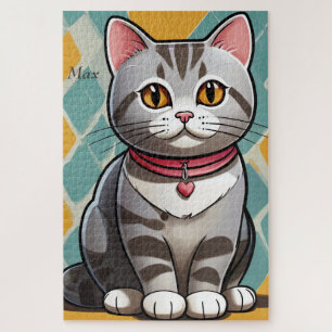 Puzzle American Shorthair Cat Abstrait Art Feline