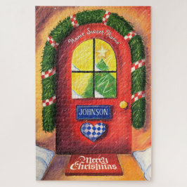 Puzzle Amical Rouge Joyeux Noël Porte d'entrée Confortabl