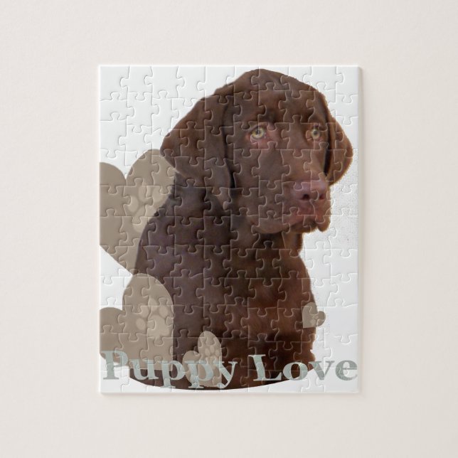 Puzzle Amour de chiot de laboratoire de chocolat (Vertical)