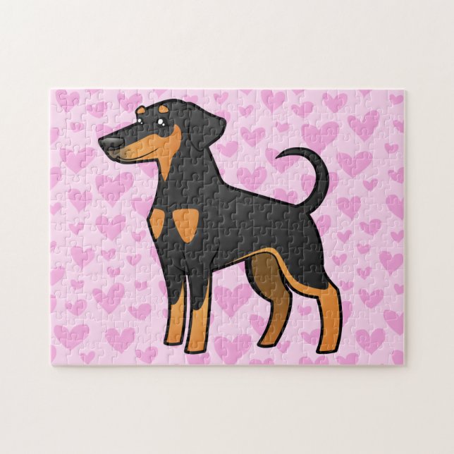 Puzzle Amour de Pinscher de dobermann (oreilles souples) (Horizontal)