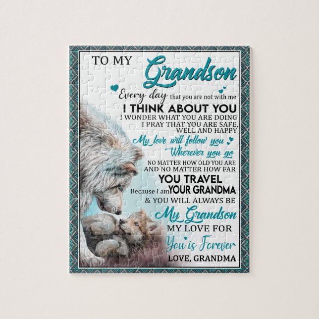 Puzzle Amour Grandson | Lettre à mon petit-fils de grand- (Vertical)