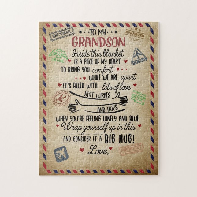 Puzzle Amour Grandson | Lettre à mon petit-fils de grand- (Vertical)
