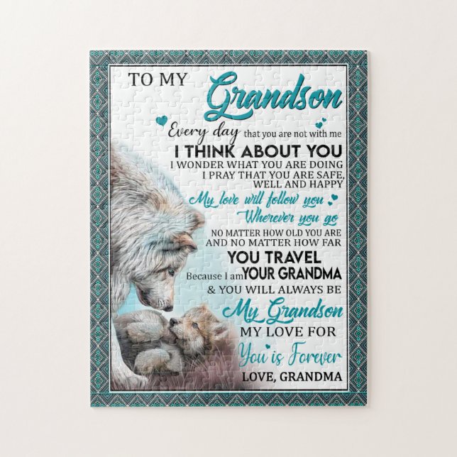 Puzzle Amour Grandson | Lettre à mon petit-fils de grand- (Vertical)