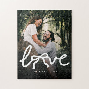 Puzzle Amour Moderne Typographie Couple Photo Personnalis