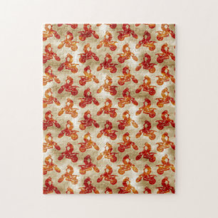 Puzzle Amour Motocross Motif Moto Orange