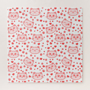 Puzzle Amoureux de les chats si mignon couleur rouge