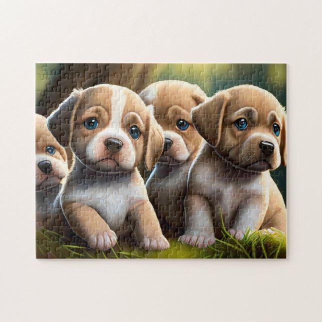 Puzzle Amoureux des animaux Chiot Easy Cerveau Art (Horizontal)