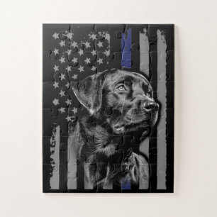 Puzzle Amoureux des chiens Black Labrador American Flag