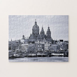 Puzzle Amsterdam, Cathédrale et bateaux - Hollande (puzz