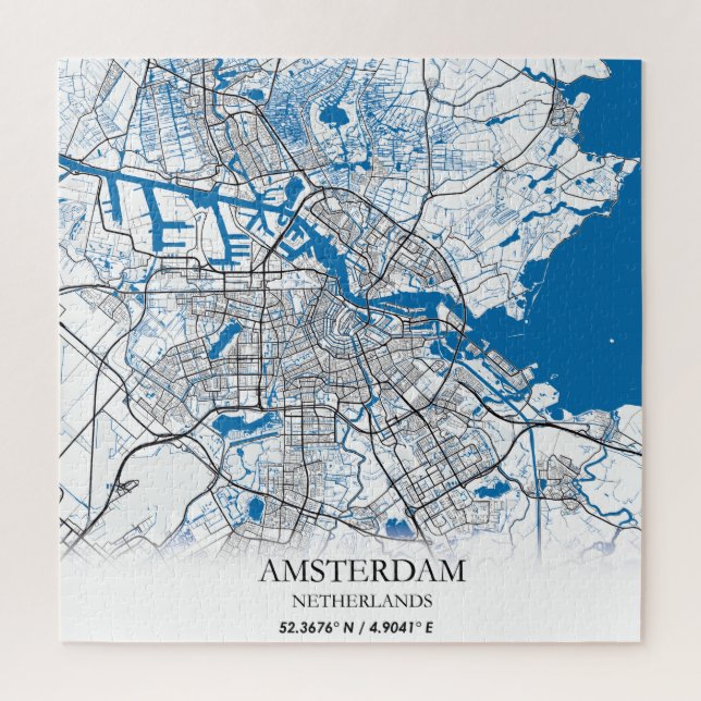 Puzzle Amsterdam Pays-Bas City Plan Voyage Simple (Vertical)