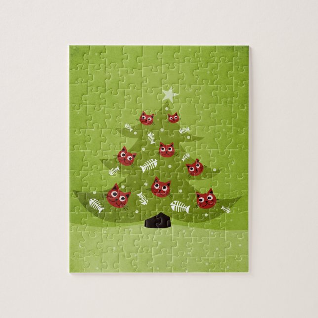 Puzzle Amusant Amoureux des chats de Noël (Vertical)