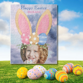 Puzzle Amusant Bunny Ears Personnalisé Nom et photo Cadea