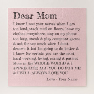 Puzzle Amusant Chère maman Typographie rose Grey Personna