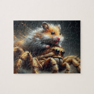 Puzzle Amusant hamster chevauchant une araignée géante