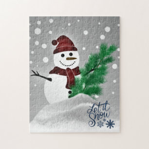 Puzzle Amusants en famille Snowman avec sapin de Noël