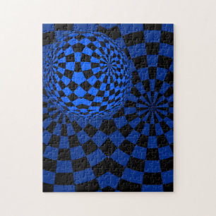 Puzzle Amusement bleu et art op noir bizarre