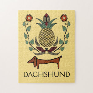 Puzzle Ananas Dachshund Welcome, modifier le texte