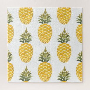 Puzzle Ananas Peint À La Main : Aquarelle Sans Couleur.