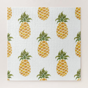 Puzzle Ananas peint à la main, arrière - plan aquarelle.
