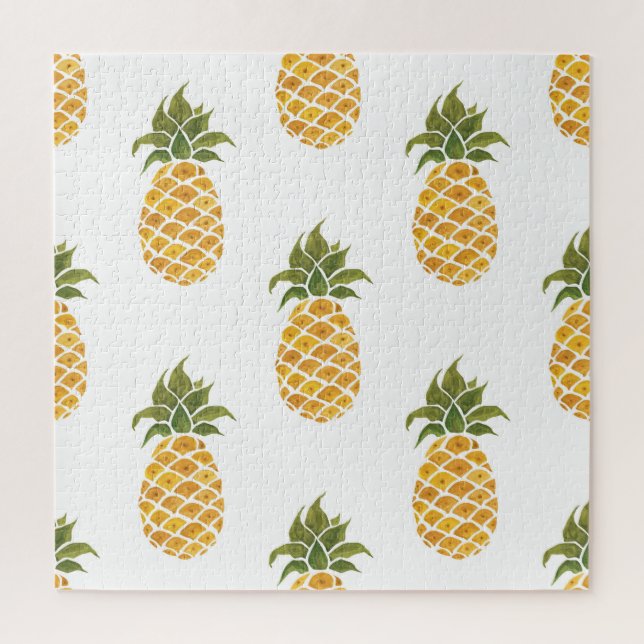 Puzzle Ananas peint à la main, arrière - plan aquarelle. (Vertical)